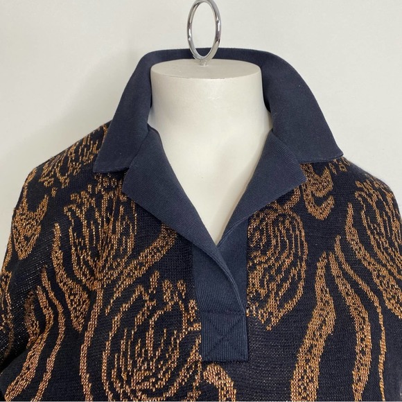 Vintage 80s black & gold metallic sweater 1X - Picture 3 of 11